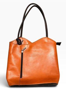 Florence  Italian Leather Tote / Backpack Bag Purse with Brown Handle Strap